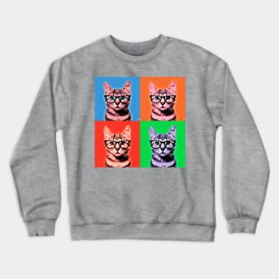 Pop Art Geek Cat - Print / Home Decor / Wall Art / Poster / Gift / Birthday / Cat Lover Gift / Animal print Canvas Print Crewneck Sweatshirt